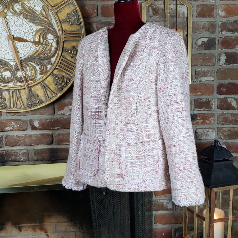 George Pink Boucle Lined Blazer Size 18/20